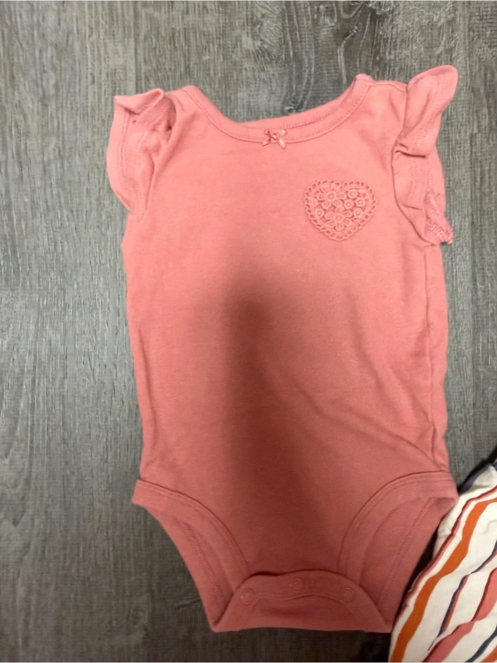 Carter's Pink Ruffle Sleeve Top with Multi-Stripe Shorts